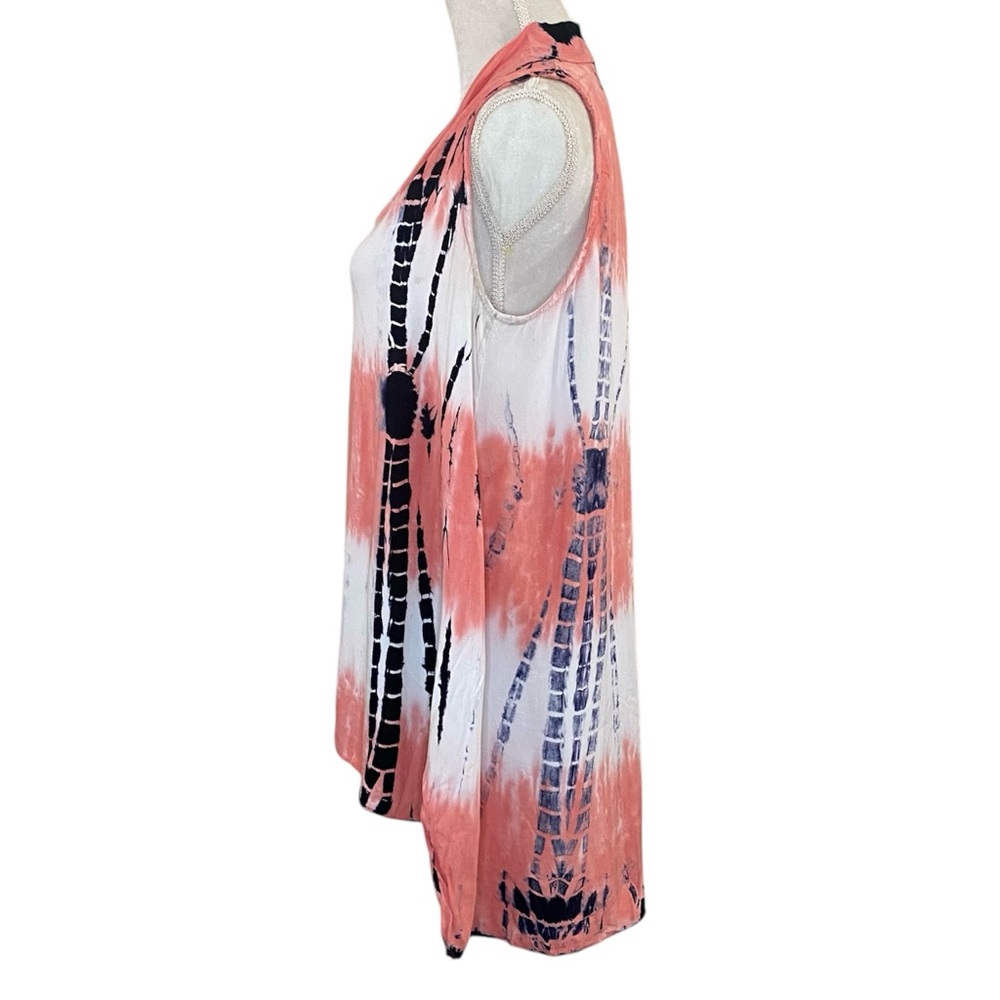 Women’s Orange White Multicolor Sleeveless Tunic Pullover Top Sz‎ M - Picture 2 of 5